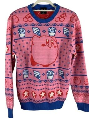 Kirby Nintendo Fries and Ice Cream Sweater Size Small